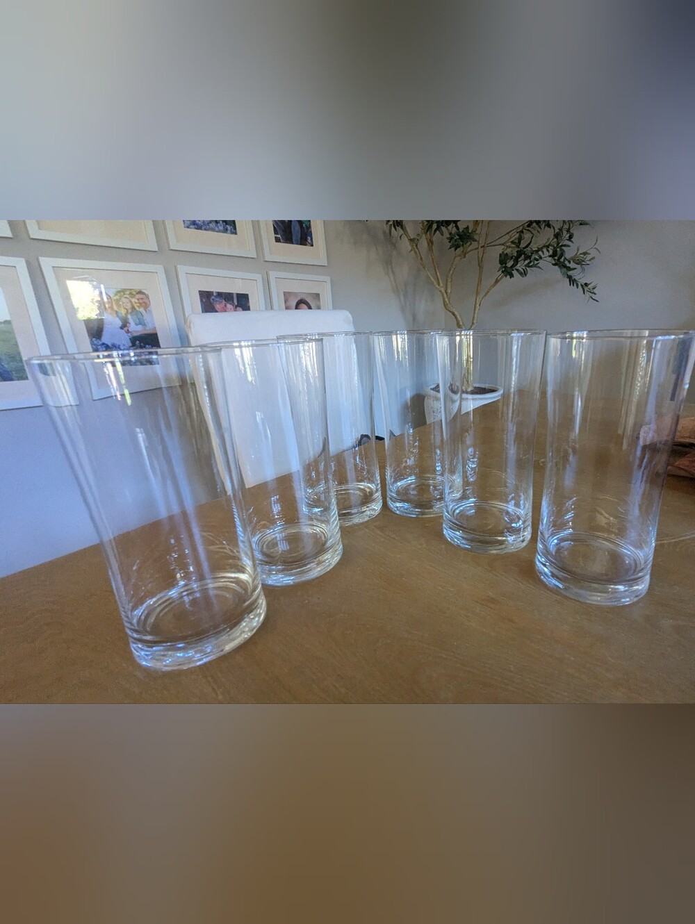 Clear Glass Cylinder Drinking Glasses- Set of 6